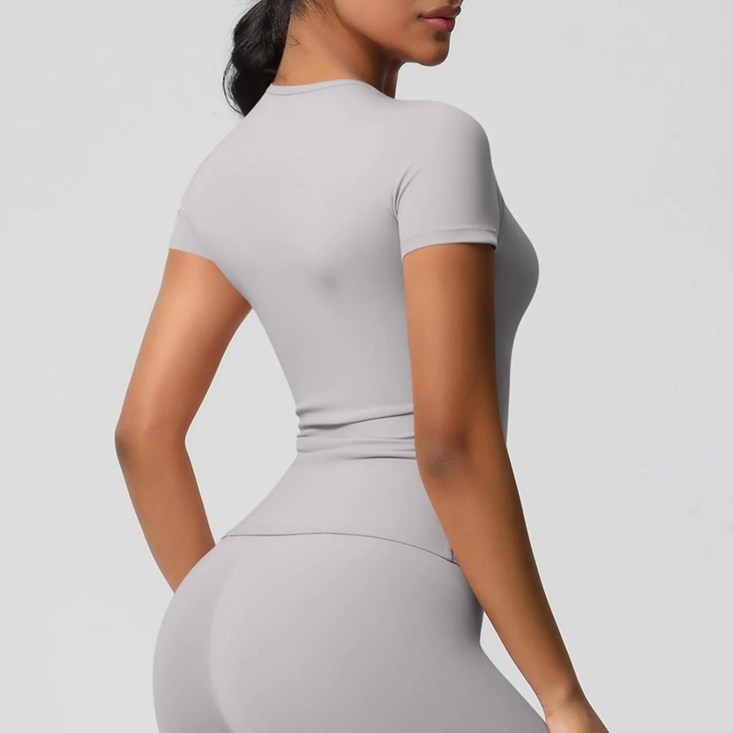 HGps8w Women's Short Sleeve Workout Sports Tops Basic Crewneck Casual 2025 Summer Quick Dry Athletic Yoga Shirts