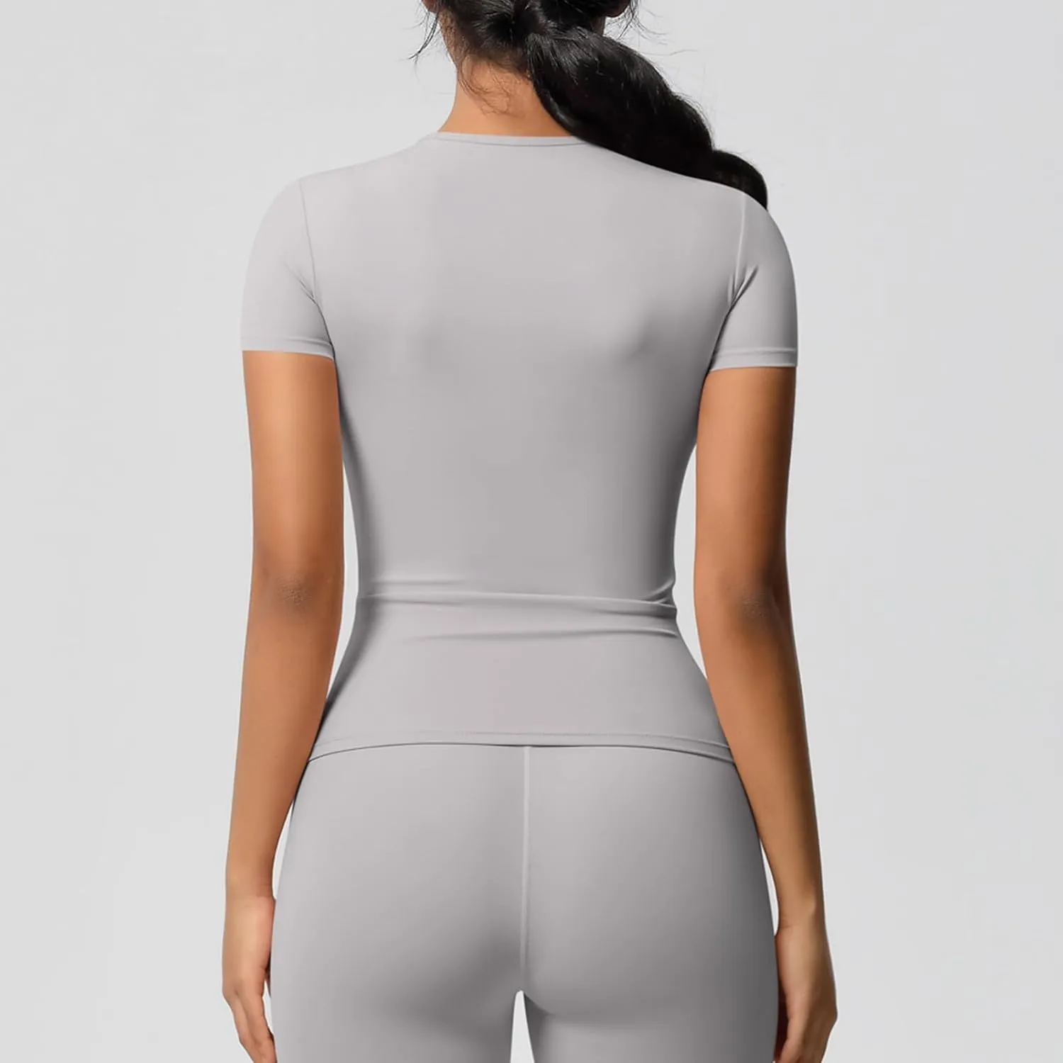 HGps8w Women's Short Sleeve Workout Sports Tops Basic Crewneck Casual 2025 Summer Quick Dry Athletic Yoga Shirts
