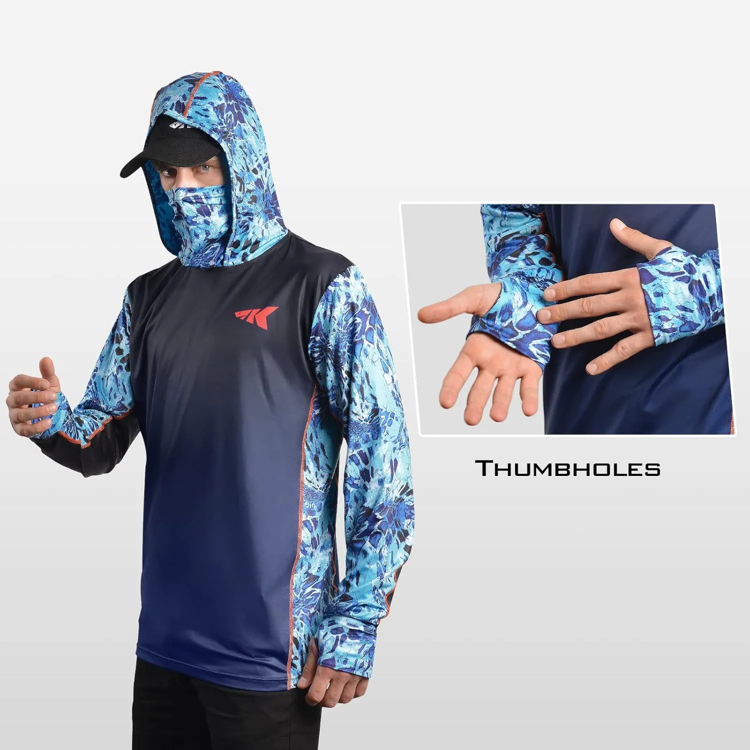 KastKing UPF 50 Fishing Hoodie Shirt for Men and Women, Long Sleeve Fishing Hiking Shirt, Breathable Moisture Wicking