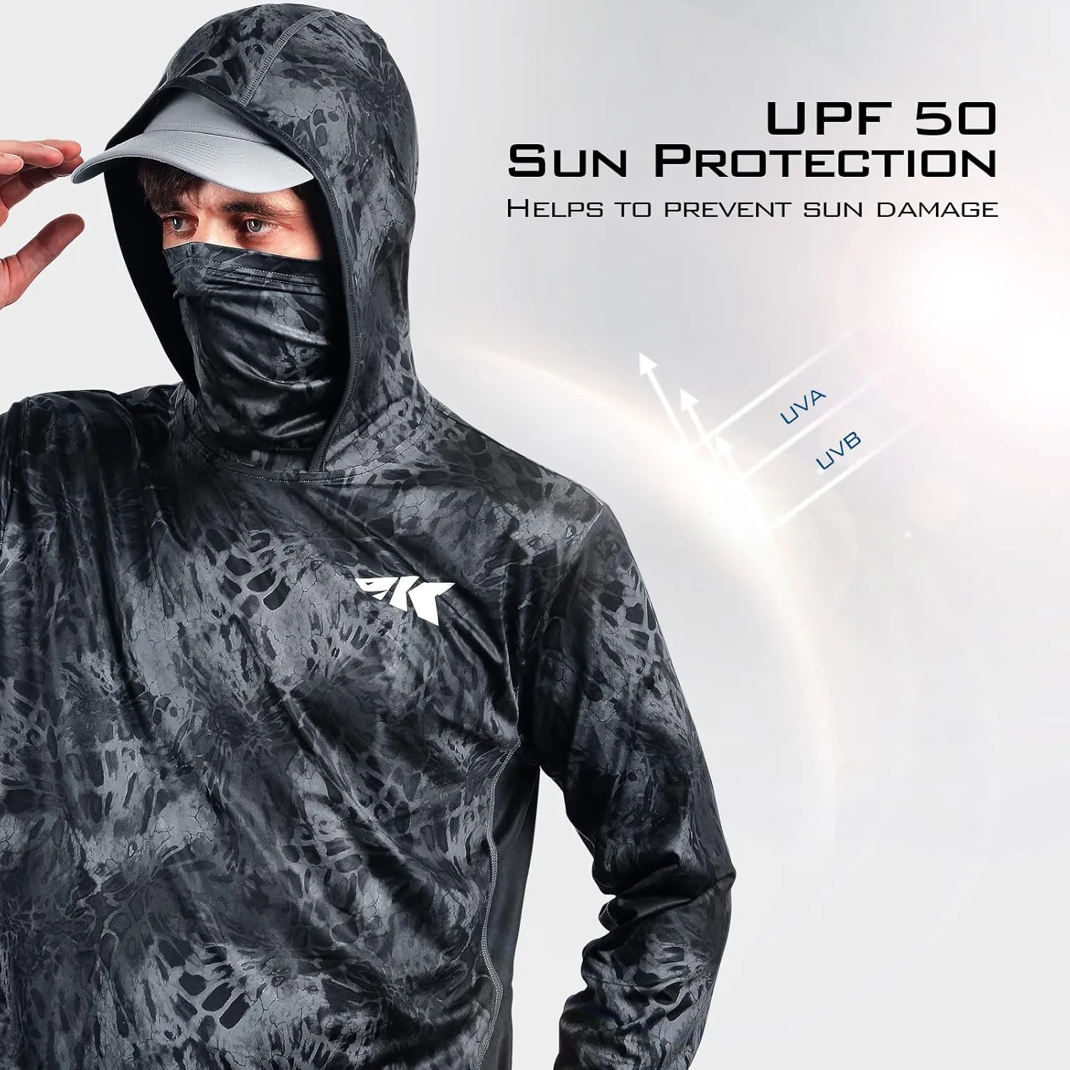 KastKing UPF 50 Fishing Hoodie Shirt for Men and Women, Long Sleeve Fishing Hiking Shirt, Breathable Moisture Wicking