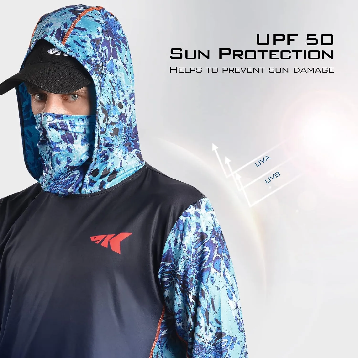 KastKing UPF 50 Fishing Hoodie Shirt for Men and Women, Long Sleeve Fishing Hiking Shirt, Breathable Moisture Wicking