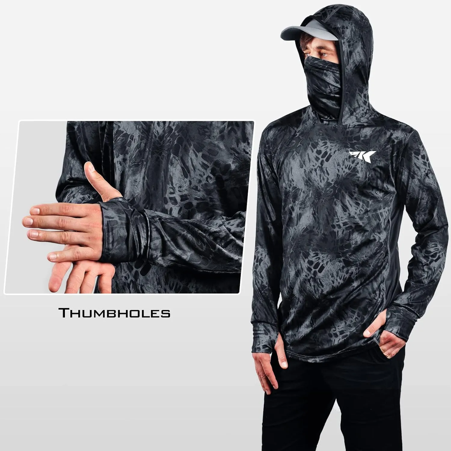 KastKing UPF 50 Fishing Hoodie Shirt for Men and Women, Long Sleeve Fishing Hiking Shirt, Breathable Moisture Wicking