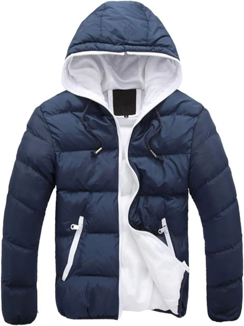LCMTWX Men's Thick Thermal Winter Jacket Single-breasted Solid Color Lapel Long Sleeve Coat Cardigan Plush Mens Puffer