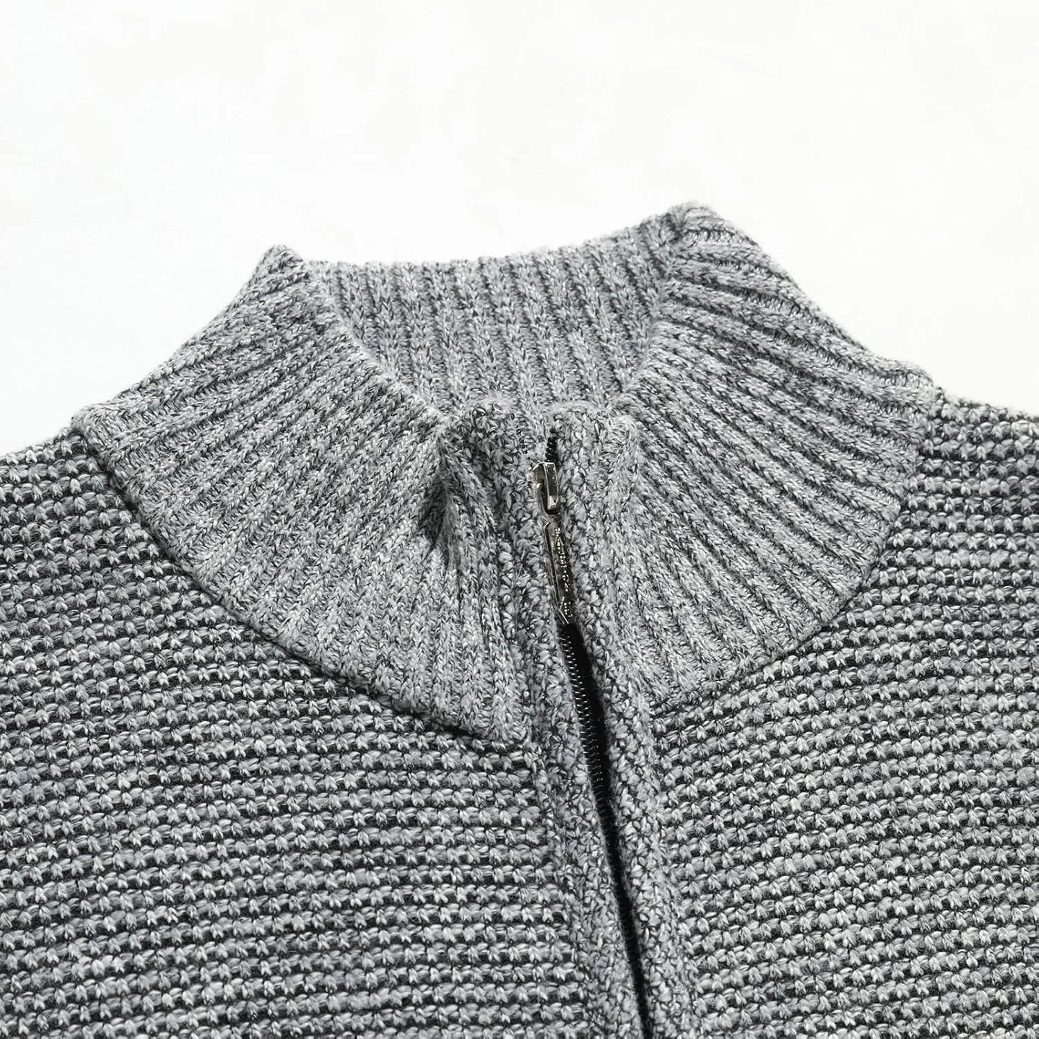 LCMTWX Men's Thick Thermal Winter Jacket Stand Collar Knitted Splice Sweater Coat Casual Cardigan Stylish Mens Puffer