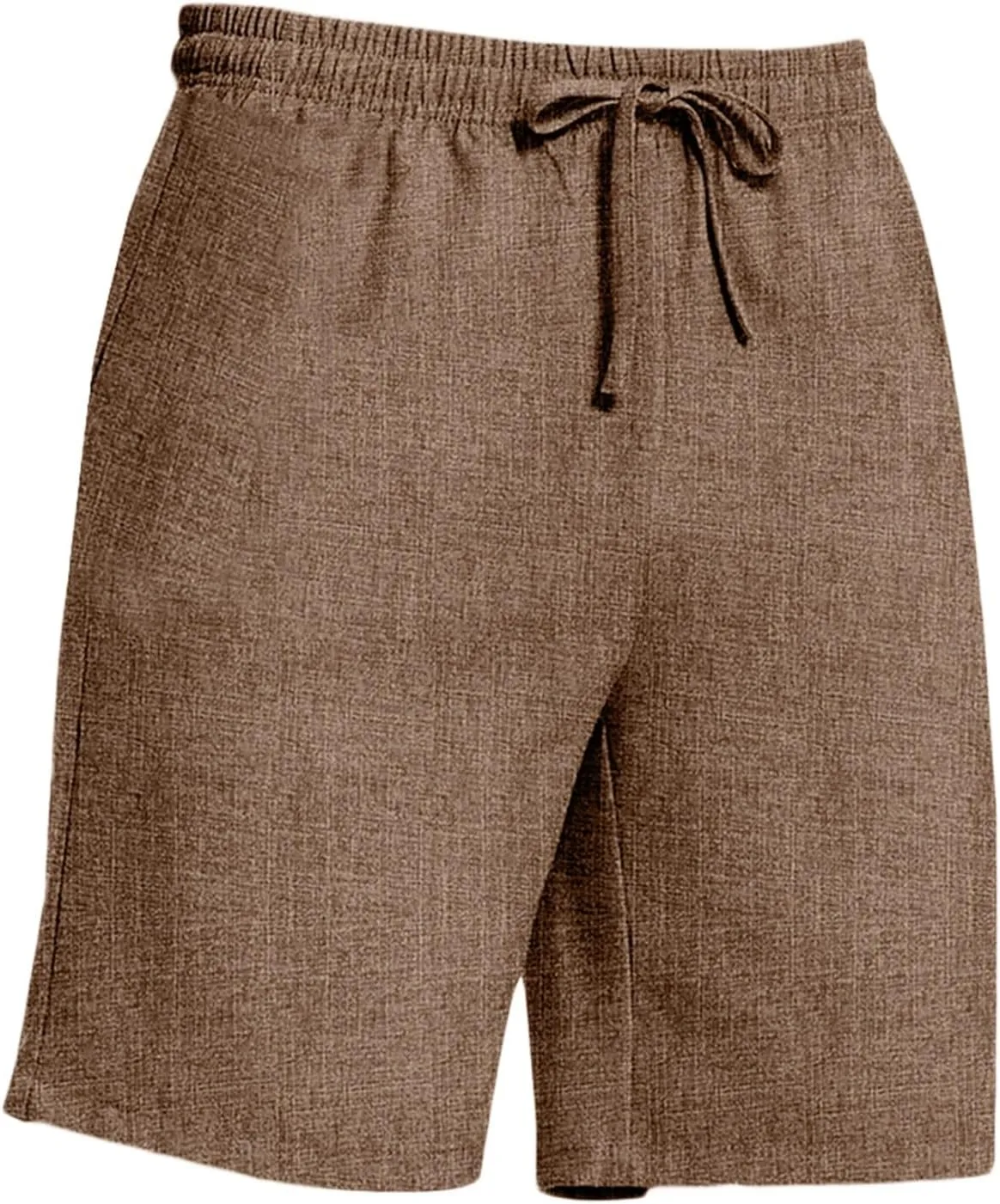Mens Casual Cotton Linen Shorts - Elastic Waist Drawstring Summer Beach Shorts with Pockets, Light Weight Workout Pants