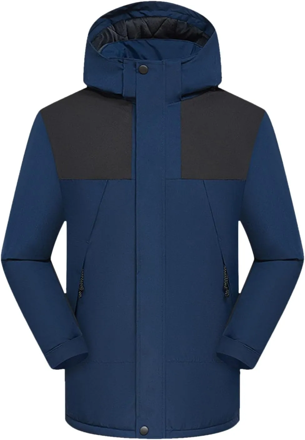 Men'S Down Jackets & Coats Zip Up With Hood Windbreaker Plain Men'S Jacket Thick Thermal Windproof Outwear