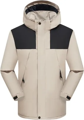 Men'S Down Jackets & Coats Zip Up With Hood Windbreaker Plain Men'S Jacket Thick Thermal Windproof Outwear