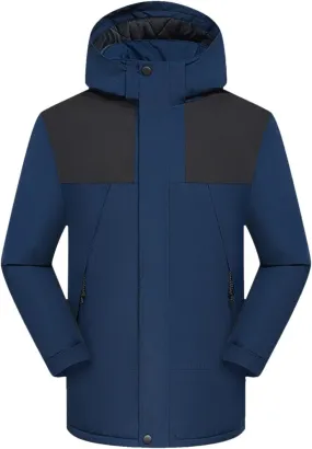 Men'S Down Jackets & Coats Zip Up With Hood Windbreaker Plain Men'S Jacket Thick Thermal Windproof Outwear