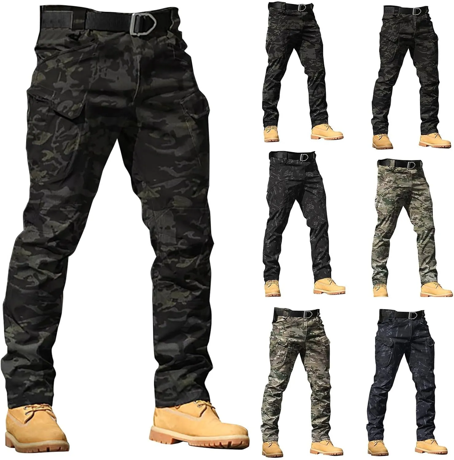 Mens Resort Wear 2025 Camo Cargo Pants Y2k Men Baggy Camouflage Pants Oversized Joggers Trousers Sweatpants with Pockets