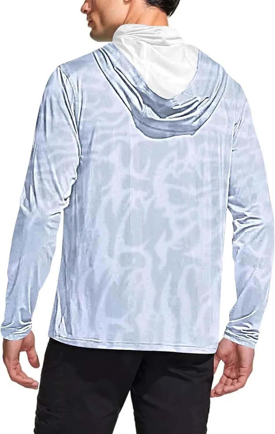 Men's Sun Protection Hoodie Shirts Long Sleeve with Face Mask UPF 50  Fishing Hiking Shirts UV Sun Rash Guard Tops