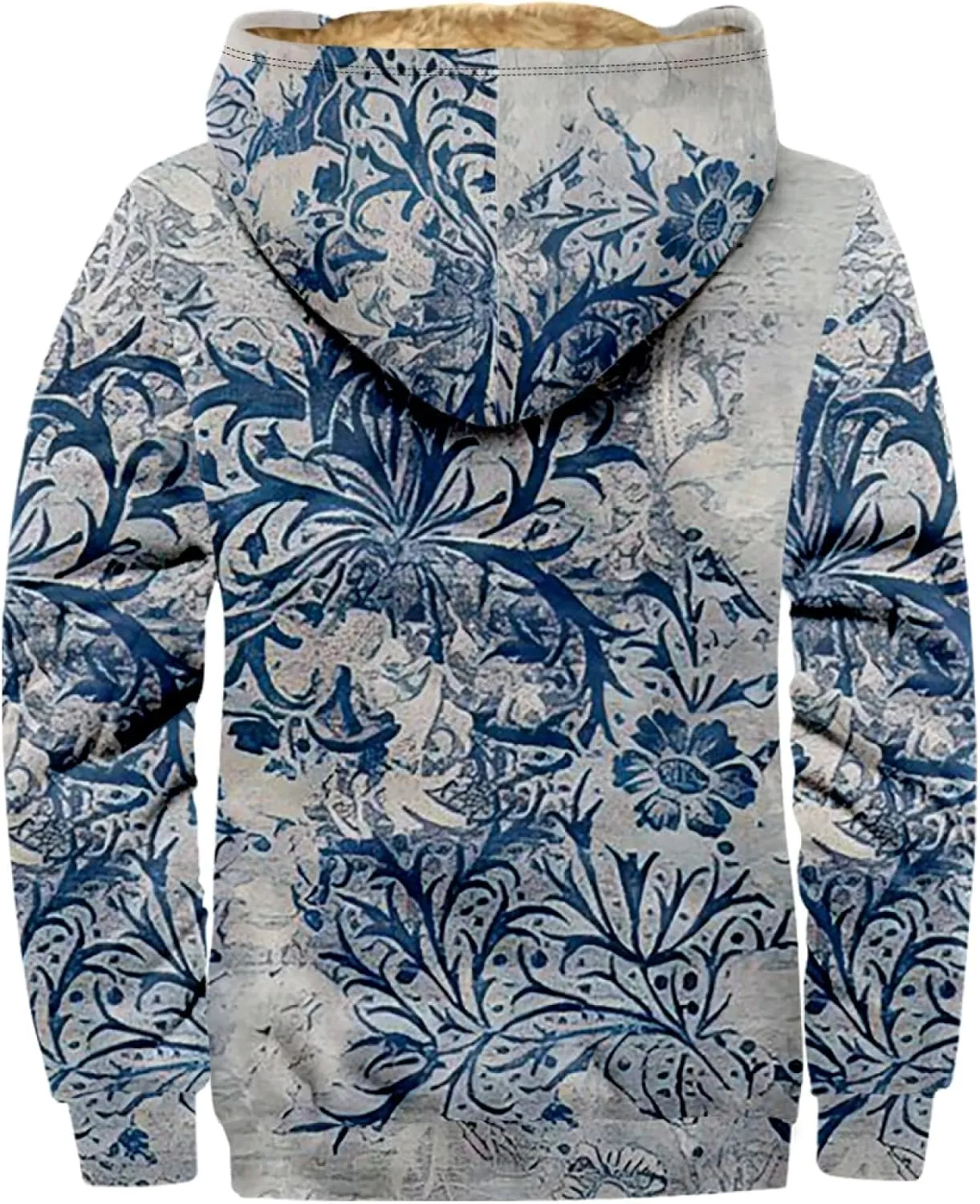 Mens Winter Coat With Hood Fleece Zip Up Coat Thermal Heavy Windbreaker Casual Vintage Oversized Jacket