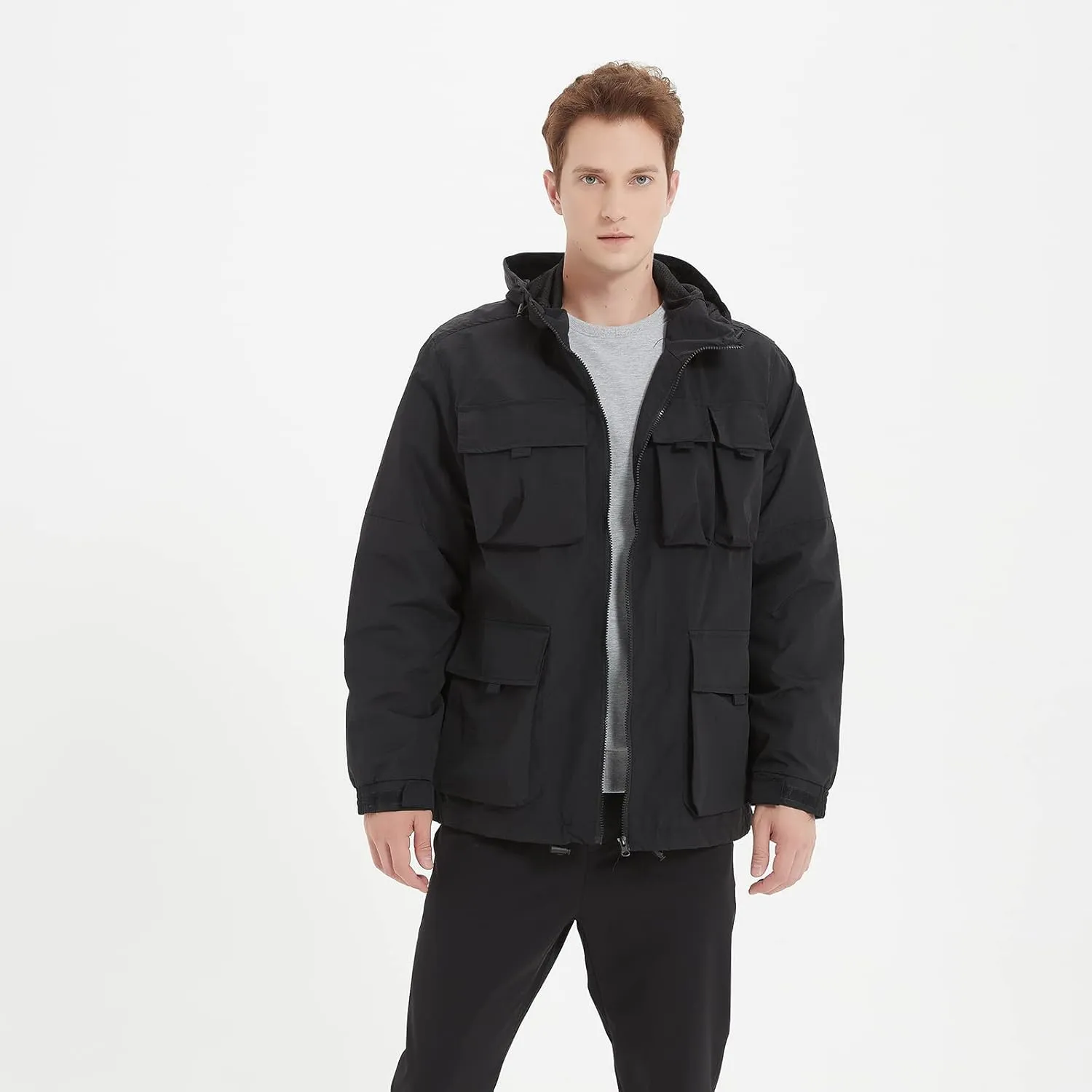 MYJAJAYI Mens Windbreaker Jacket Lightweight Water-Resistant Wind Breaker Jackets Mens Hooded Jacket with Pocket