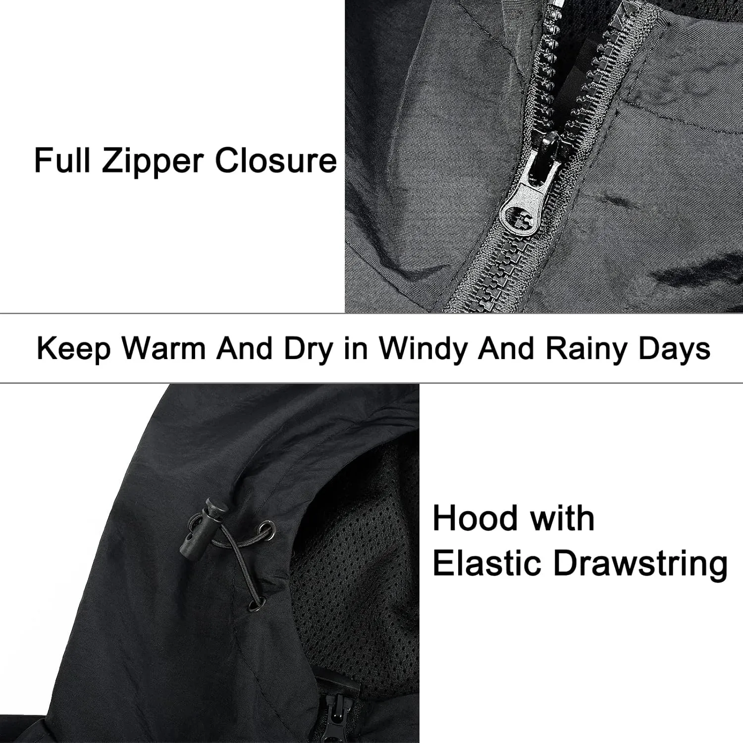 MYJAJAYI Mens Windbreaker Jacket Lightweight Water-Resistant Wind Breaker Jackets Mens Hooded Jacket with Pocket