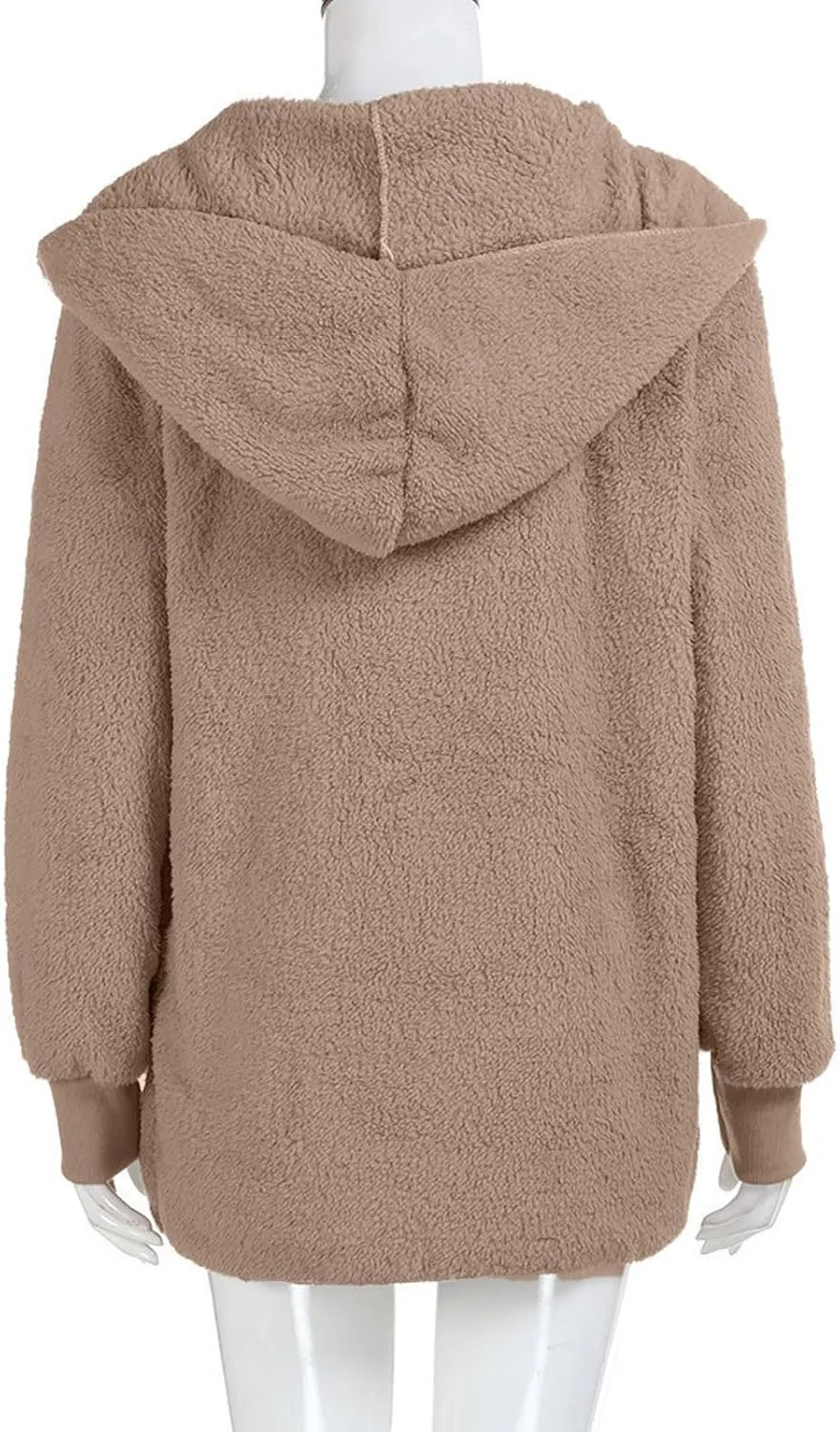 PETYCZEN Womens Fleece Jacket Winter Fuzzy Sherpa Lined Open Front Long Cardigan Coats Thermal Hooded Jackets with Pockets
