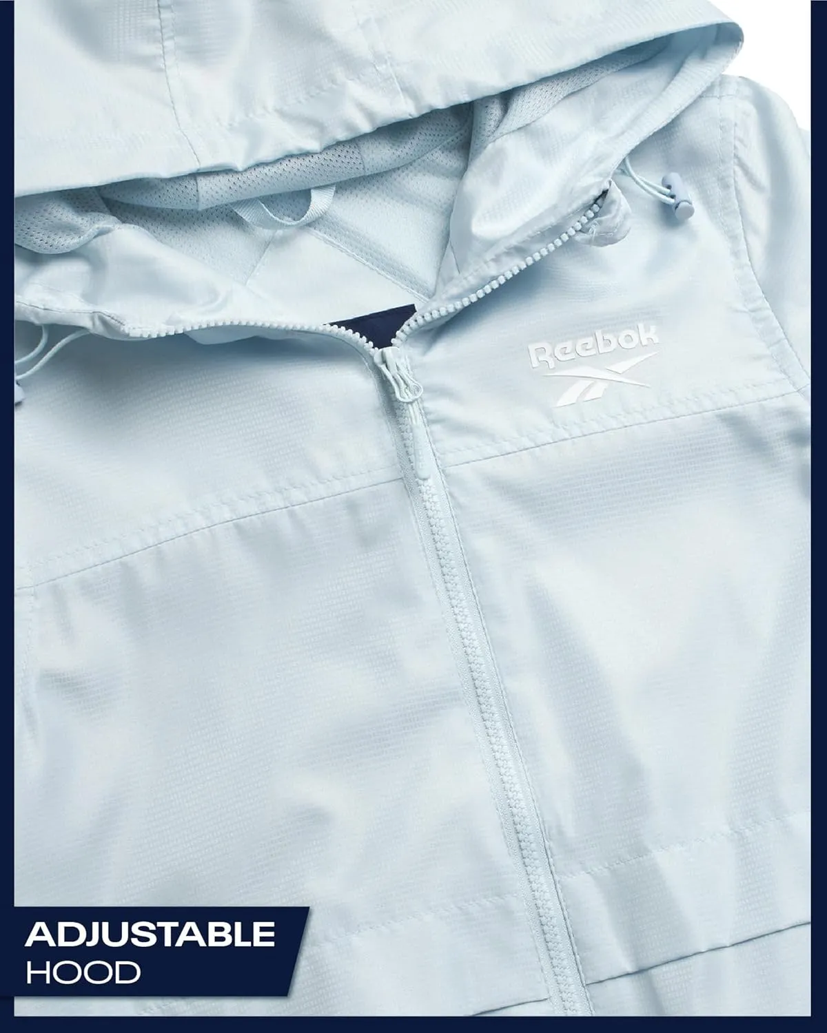 Reebok Womens Windbreaker Jacket - Lightweight Water and Wind Resistant Outdoor Hooded Rain Coat for Running (Sizes: S-XL)