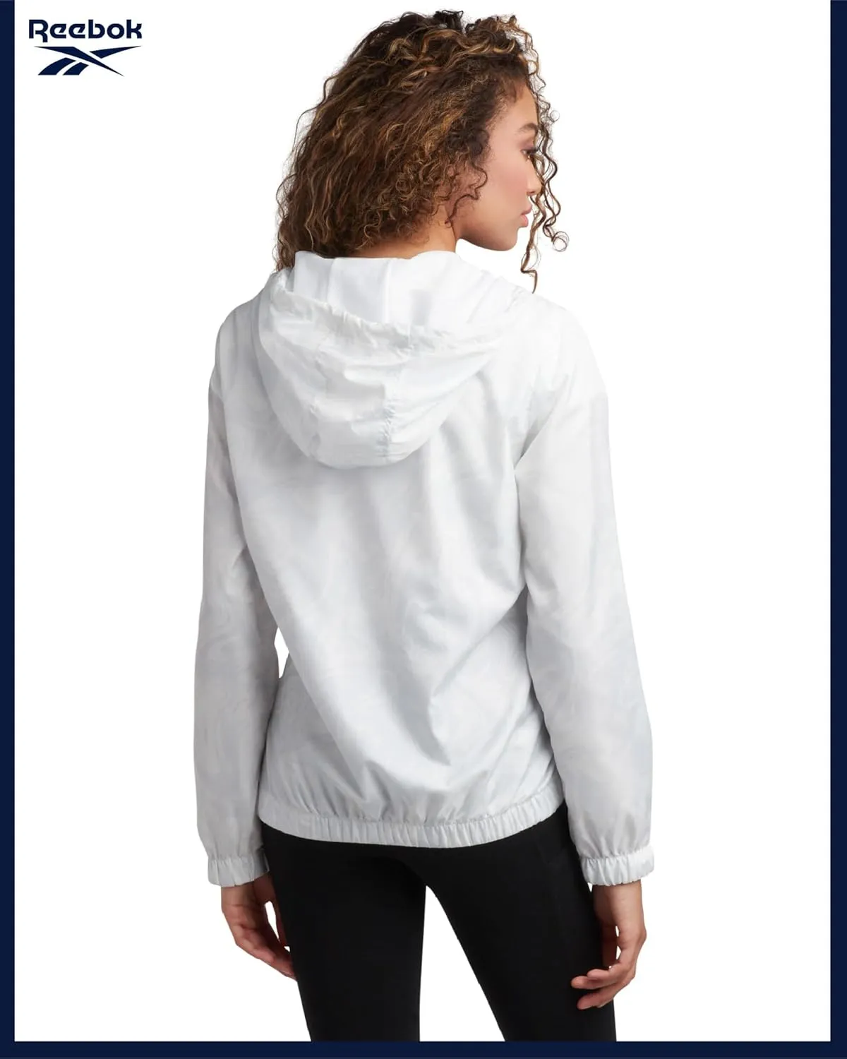 Reebok Womens Windbreaker Jacket - Lightweight Water and Wind Resistant Outdoor Hooded Rain Coat for Running (Sizes: S-XL)