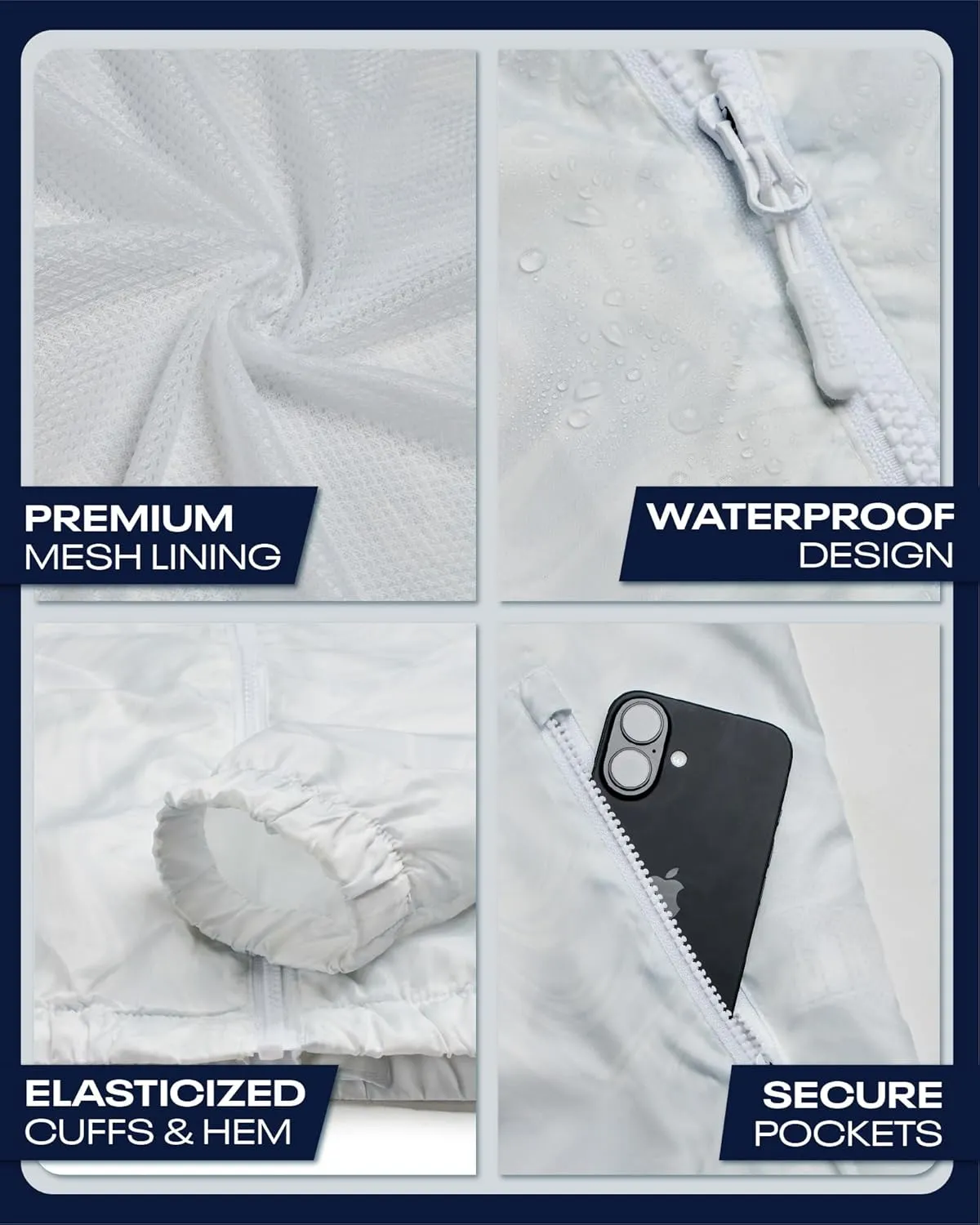 Reebok Womens Windbreaker Jacket - Lightweight Water and Wind Resistant Outdoor Hooded Rain Coat for Running (Sizes: S-XL)