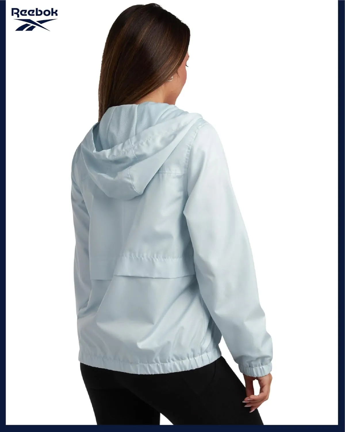 Reebok Womens Windbreaker Jacket - Lightweight Water and Wind Resistant Outdoor Hooded Rain Coat for Running (Sizes: S-XL)