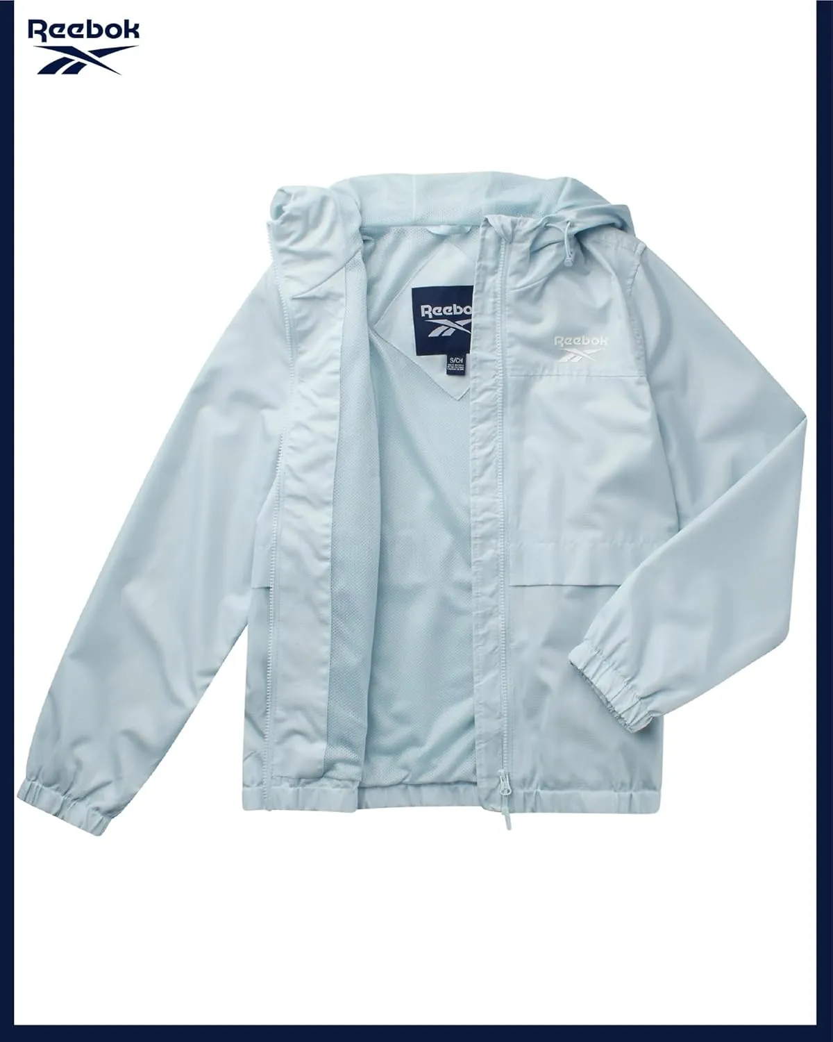 Reebok Womens Windbreaker Jacket - Lightweight Water and Wind Resistant Outdoor Hooded Rain Coat for Running (Sizes: S-XL)