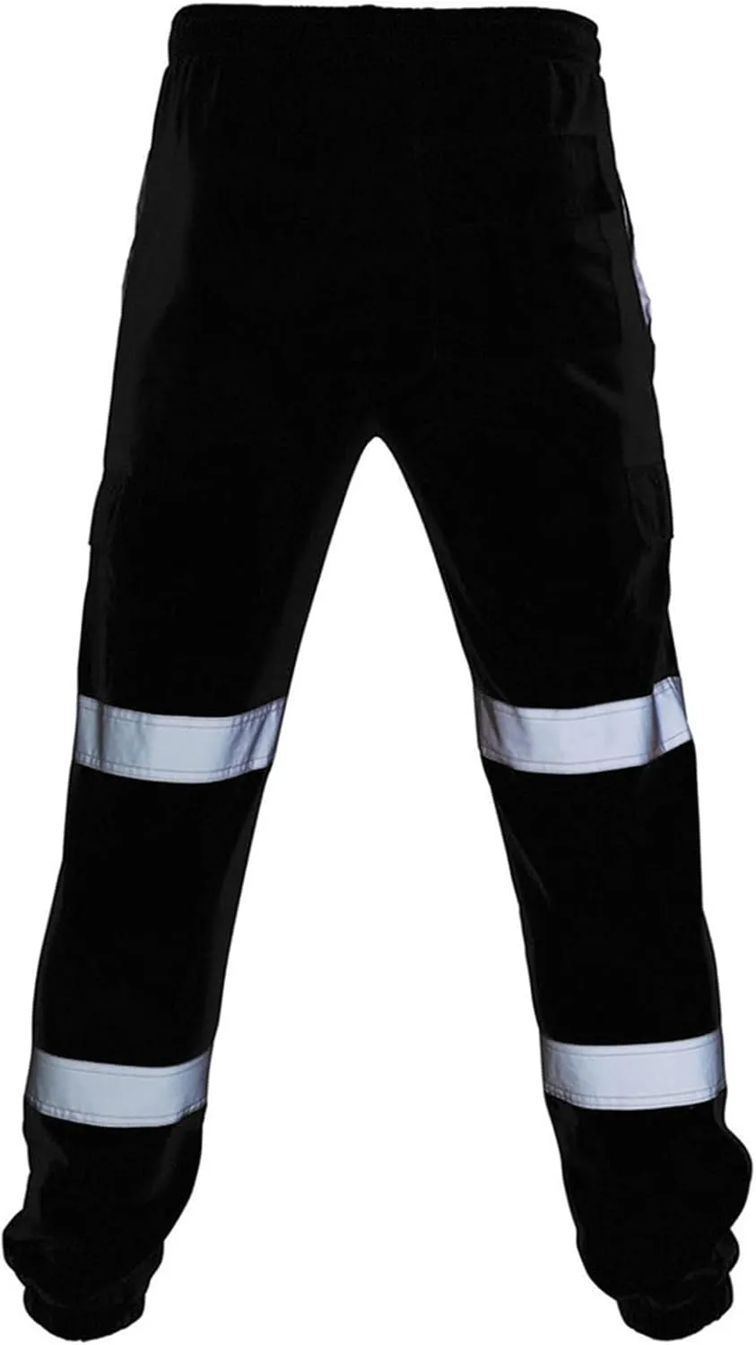 Safety Pants for Men Reflective High Visibility Cargo Pants Class Hi-Vis Workwear Work Trousers with Multiple Pockets