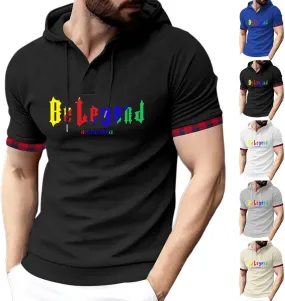 Short Sleeve Hoodies For Men Summer Palid Shirts Hooded With Pockets 2025 Pullover Tops Tshirt Fahsion Graphic Tees