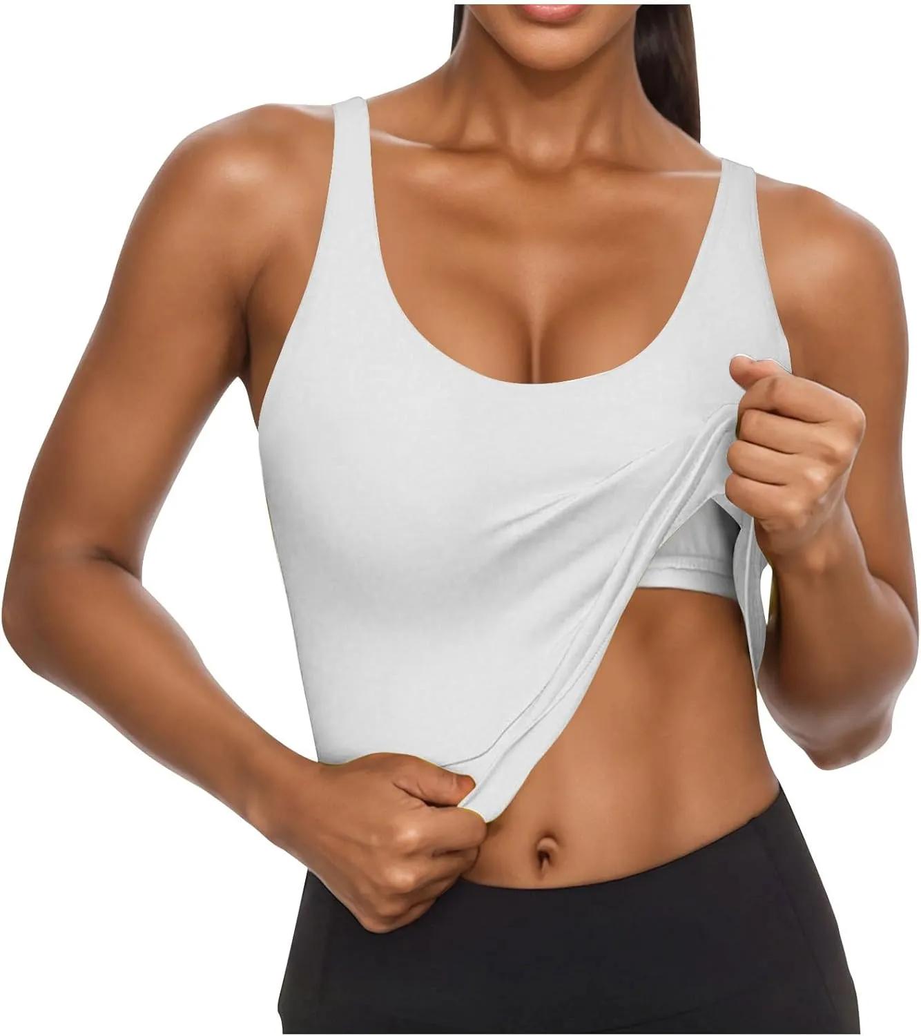 Tank Top with Built in Bra for Women Casual Summer Sleeveless Gym Crop Tops U Neck Workout Athletic Yoga Shirts