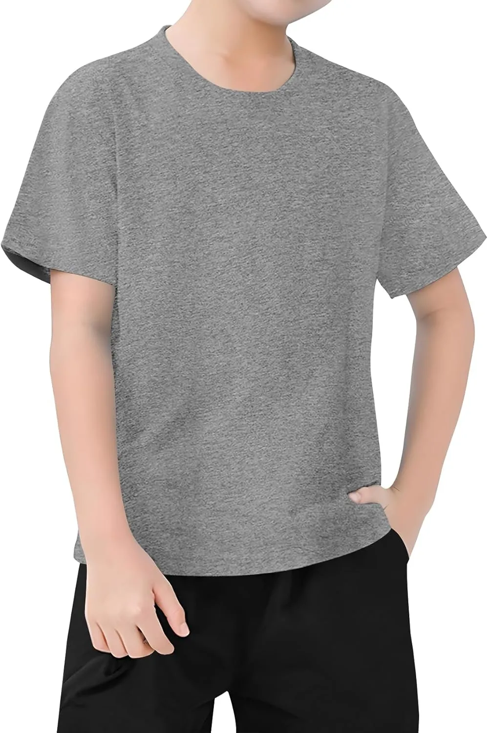 VOGRYE 5 Pack Boys Shirts Short Sleeve Shirts for Boys Cotton T-Shirts Kids Toddler Tshirts Tees Clothes Summer Tops