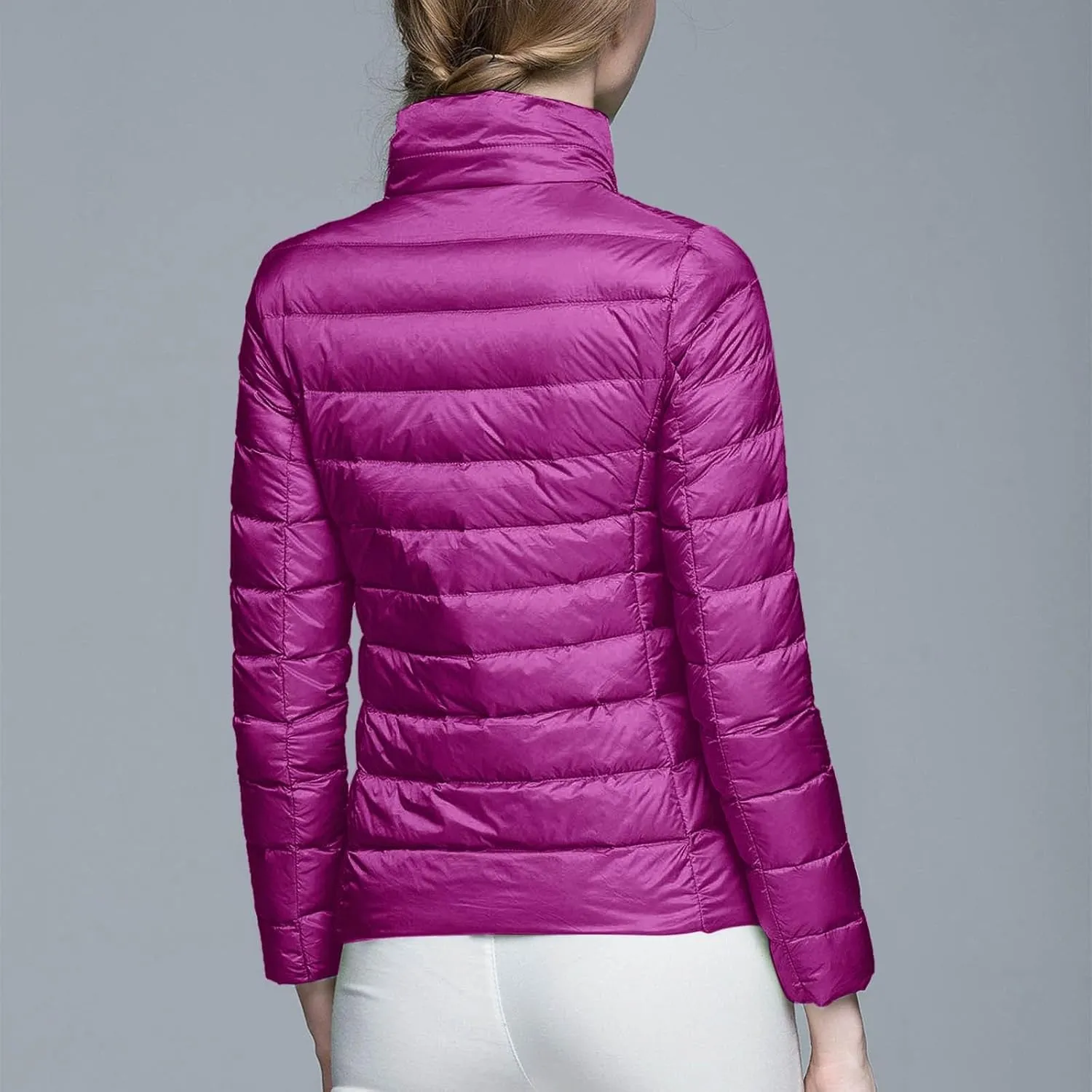 Women's Down Jacket Hooded Winter Light Weight Short Puffer Coats Packable Warm Windproof Ladies Parka