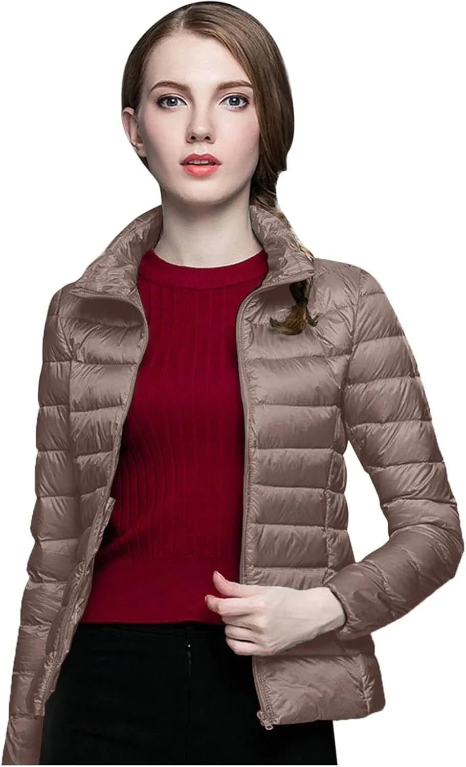 Women's Down Jacket Hooded Winter Light Weight Short Puffer Coats Packable Warm Windproof Ladies Parka