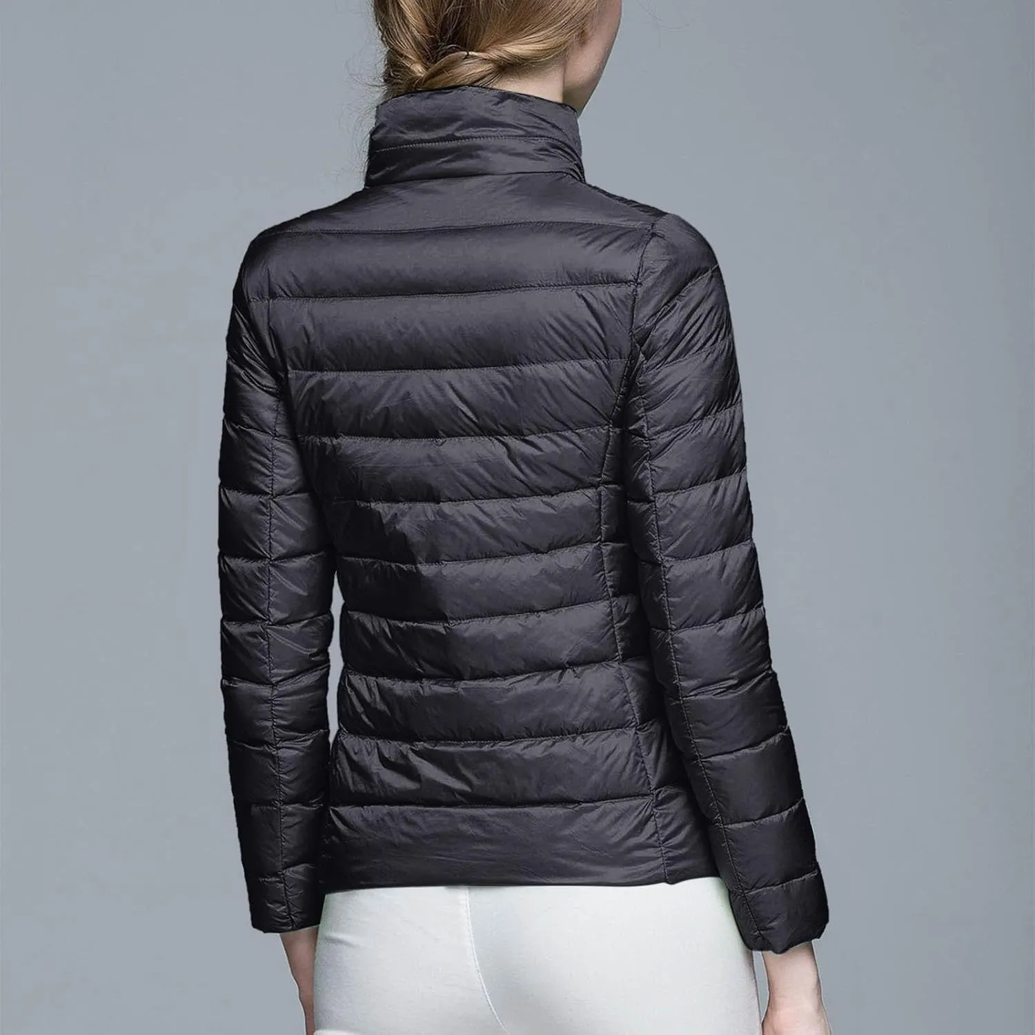 Women's Down Jacket Hooded Winter Light Weight Short Puffer Coats Packable Warm Windproof Ladies Parka