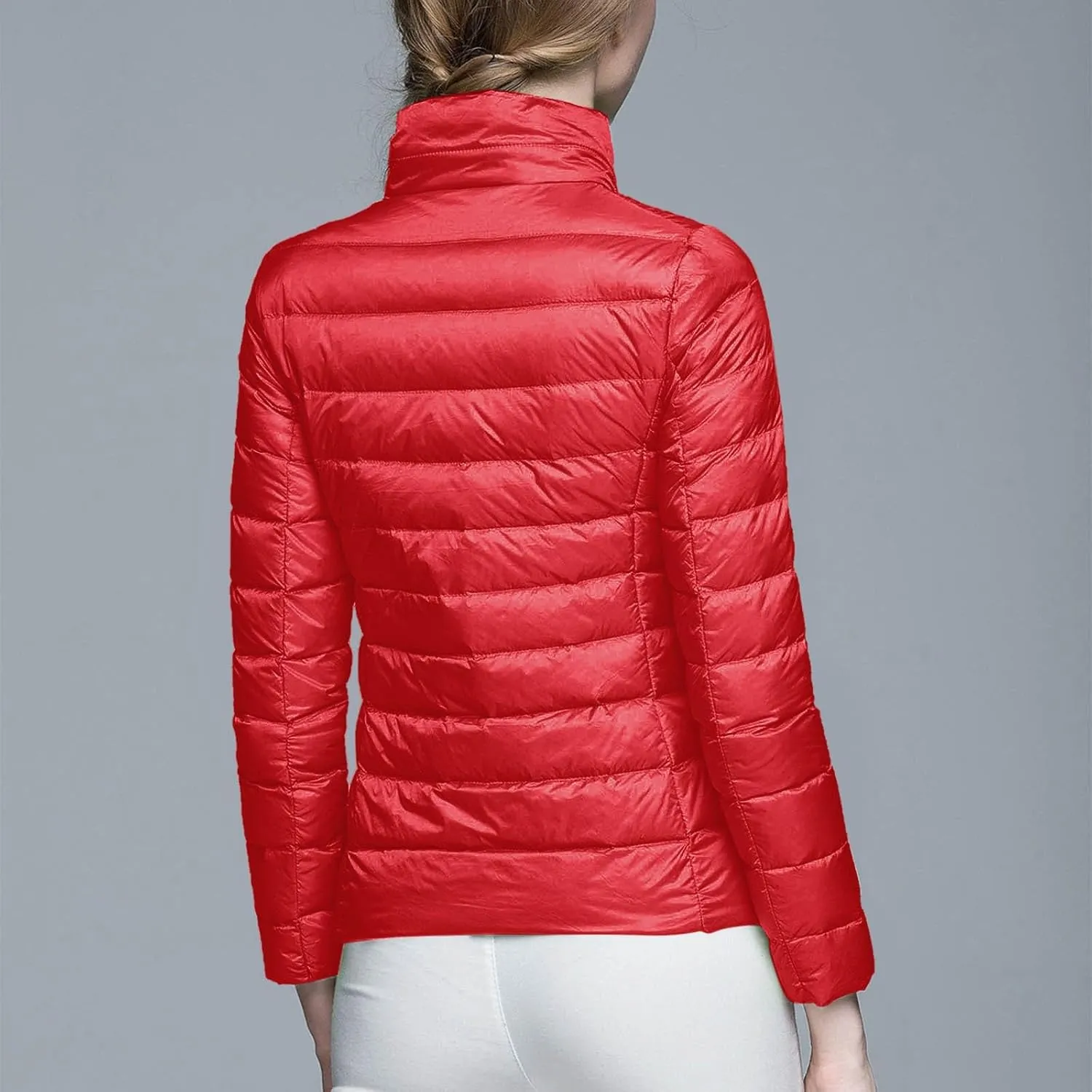 Women's Down Jacket Hooded Winter Light Weight Short Puffer Coats Packable Warm Windproof Ladies Parka