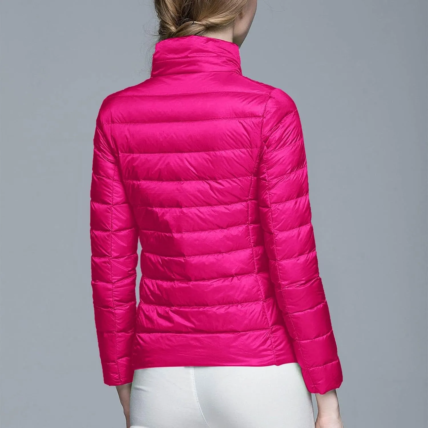 Women's Down Jacket Hooded Winter Light Weight Short Puffer Coats Packable Warm Windproof Ladies Parka