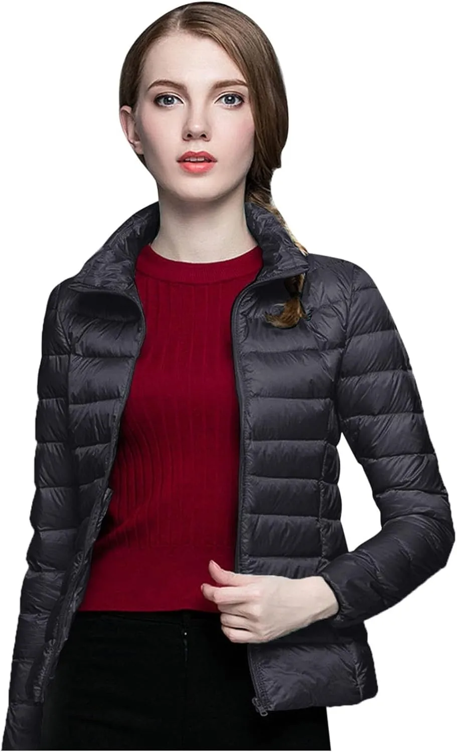 Women's Down Jacket Hooded Winter Light Weight Short Puffer Coats Packable Warm Windproof Ladies Parka