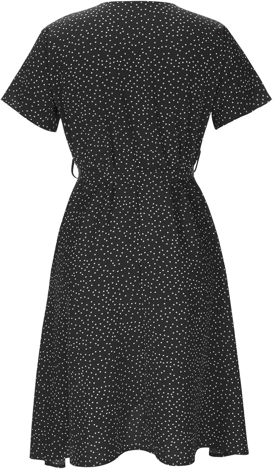 Women's Floral Wrap V-Neck Midi Dress Short Sleeve Boho Summer Beach Long Dress High Low Hem Smocked Dress Women