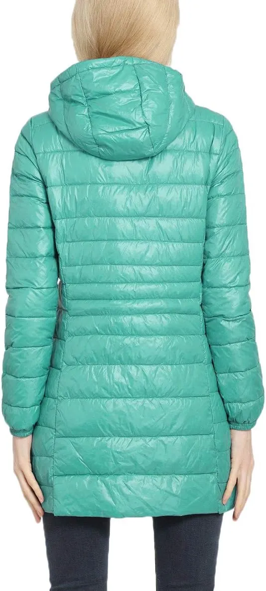 Women's Hooded Ultra Light Weight Coat Packable Outwear Long Puffer Down Jacket