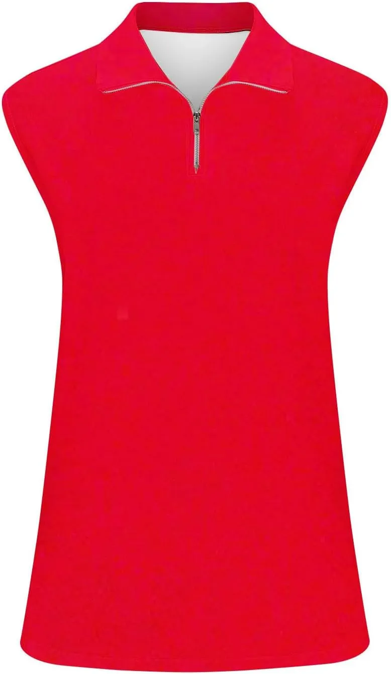 Women's Zip Up Tank Tops Sleeveless Golf Shirts Business Casual Tunics Top Mesh Athletic Workout Quick Dry Shirt